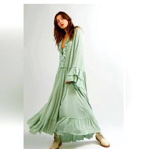 $168 Free People Endless Summer Sweet Darlin Maxi Dress Mint Green Oversized XS